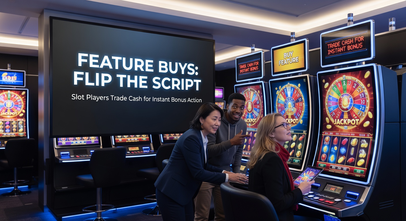 Close-up of a mobile slot interface showing a feature buy prompt with bet sliders, bonus previews, and payout previews, highlighting user-friendly instant access on touchscreens