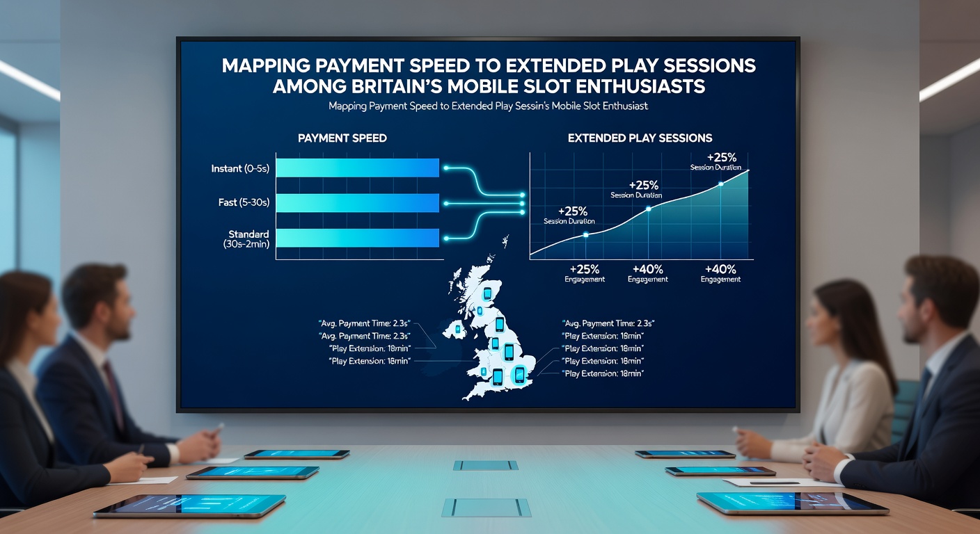 Data visualization charts showing correlations between payment processing times and average mobile slot session lengths in Britain